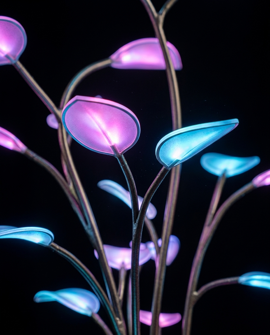 Flora plant lamp glowing close-up