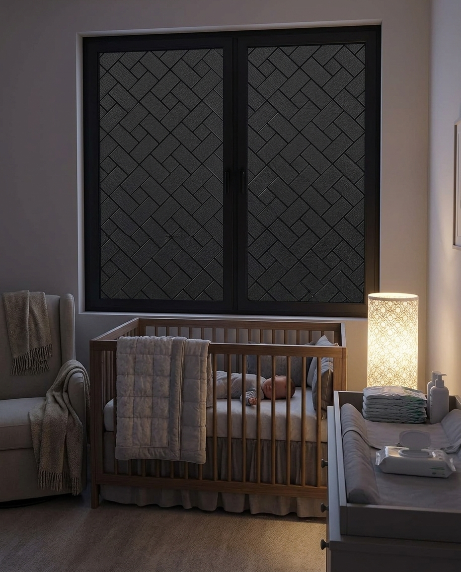 Serene nursery with Buio blackout film for naptime