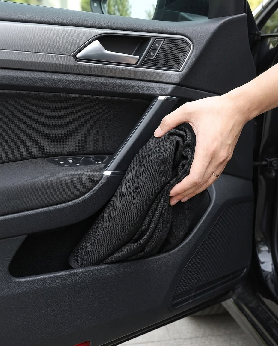 Scudo sliding softly into a car door pocket