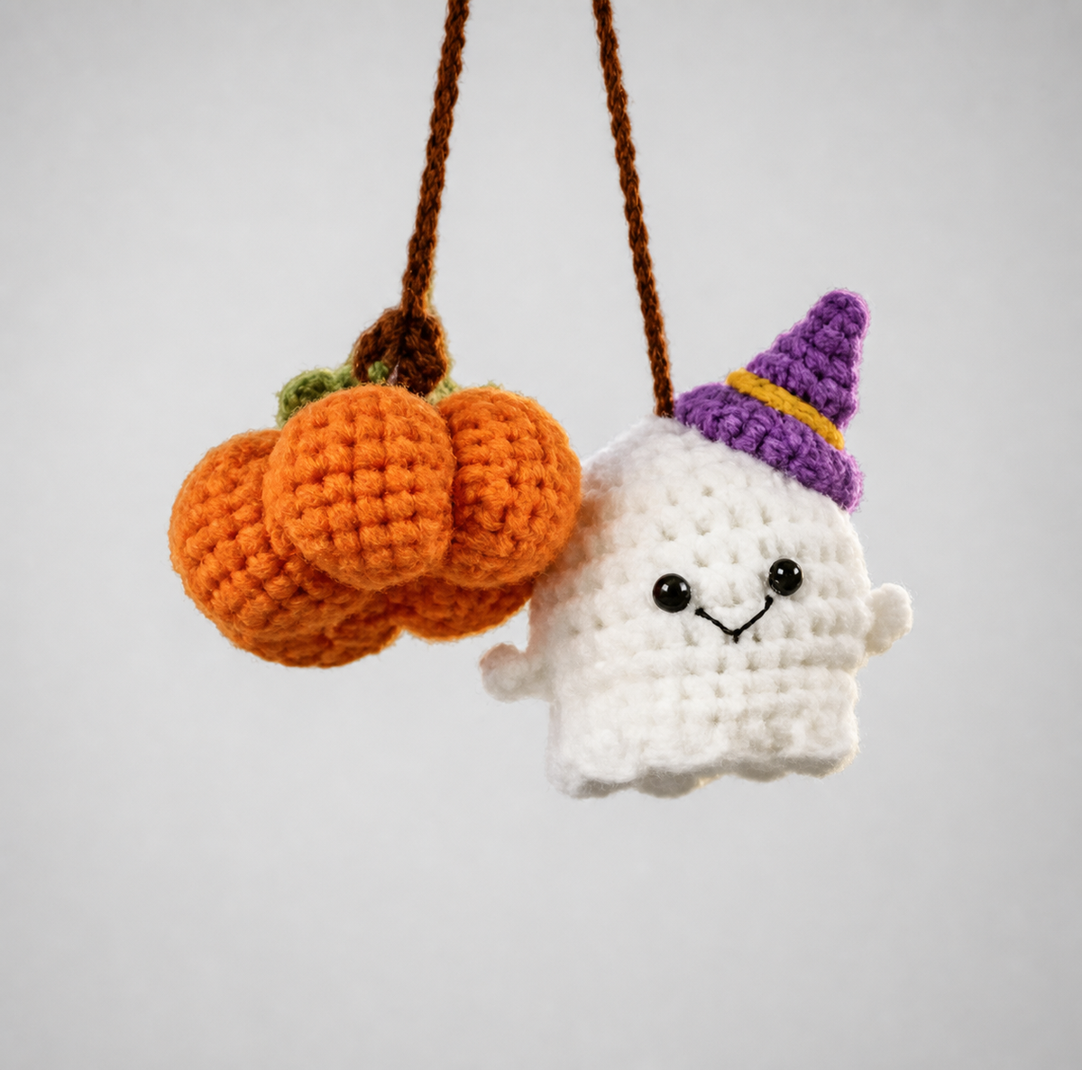 Halloween Car Charm — Crochet Ghost Rearview Pendant