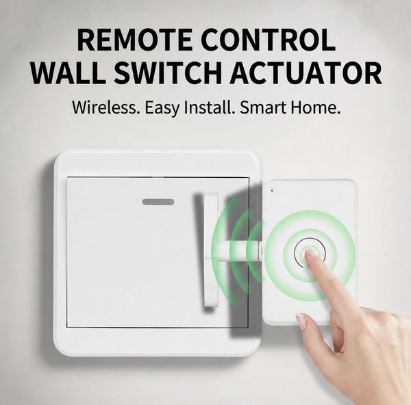 Presser on a wall switch, pressed by remote