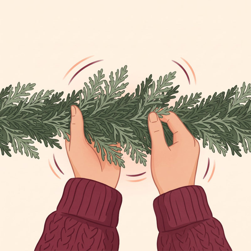 Step 2: fluff the layered fronds so the garland looks full