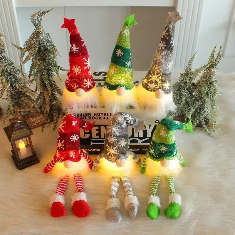 All six gnome designs: Classic and Long Legs in red, green and grey, beards glowing