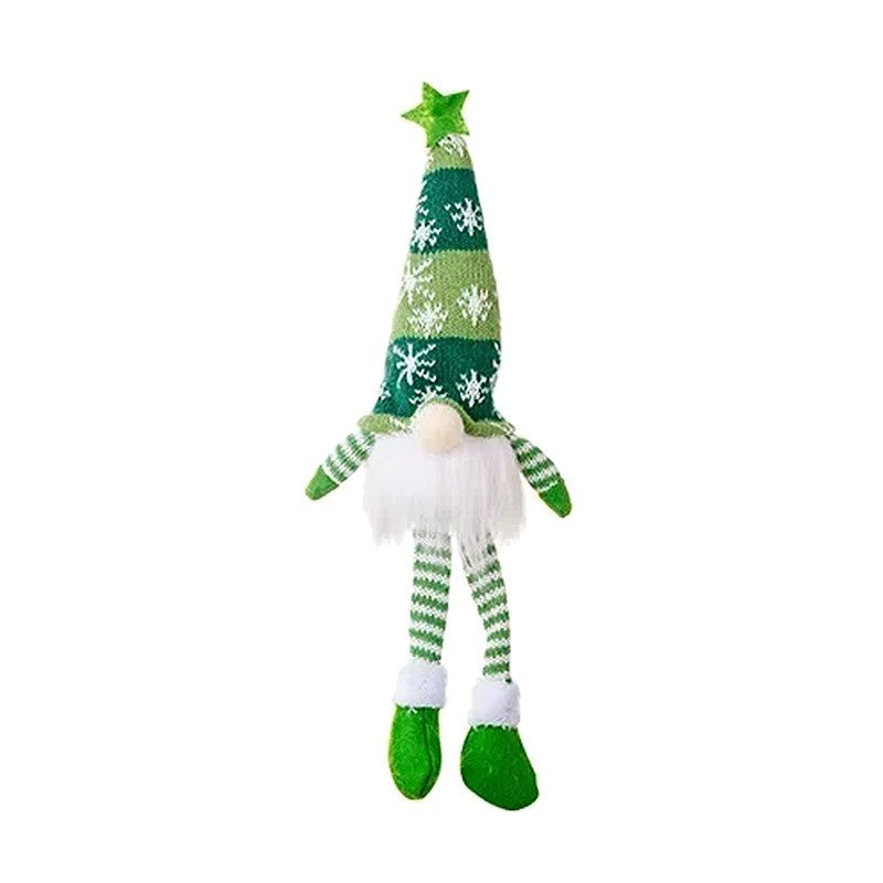Glowing Christmas Gnome, Green, Long Legs