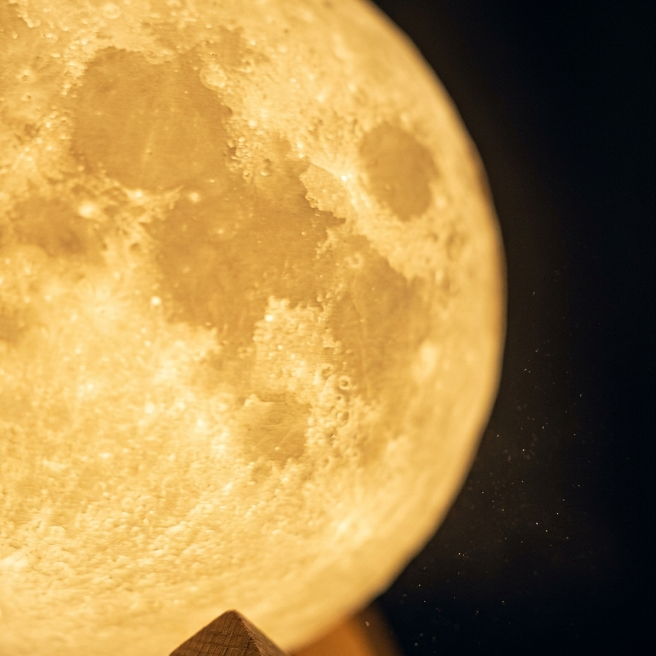 Luna moon lamp lunar surface close-up