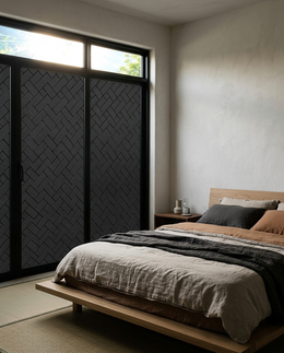 Buio blackout film on a bedroom window, room restfully dark