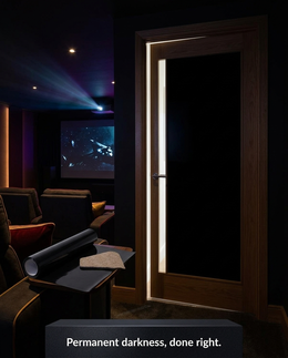Tinta on a home cinema door - permanent darkness done right