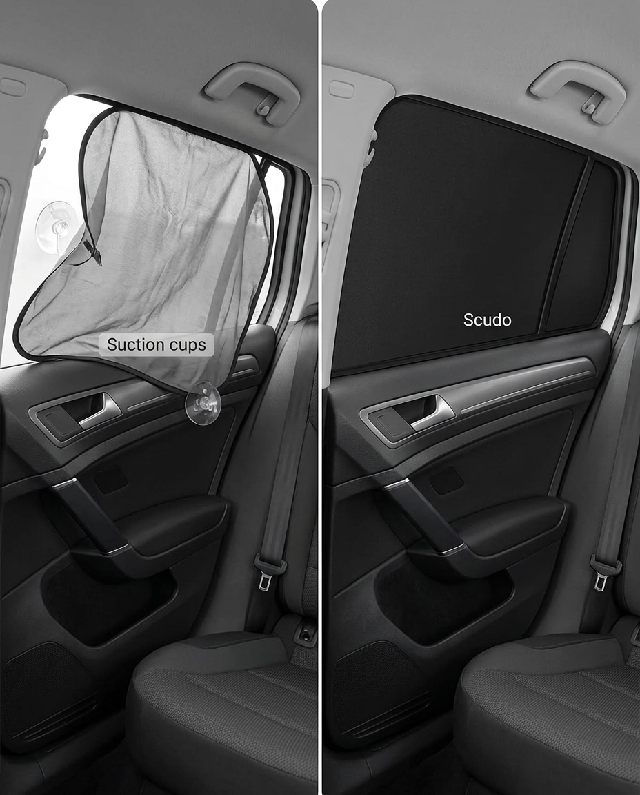 Comparison: suction cups versus Scudo magnets