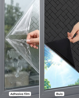 Comparison: adhesive film residue versus Buio clean static cling
