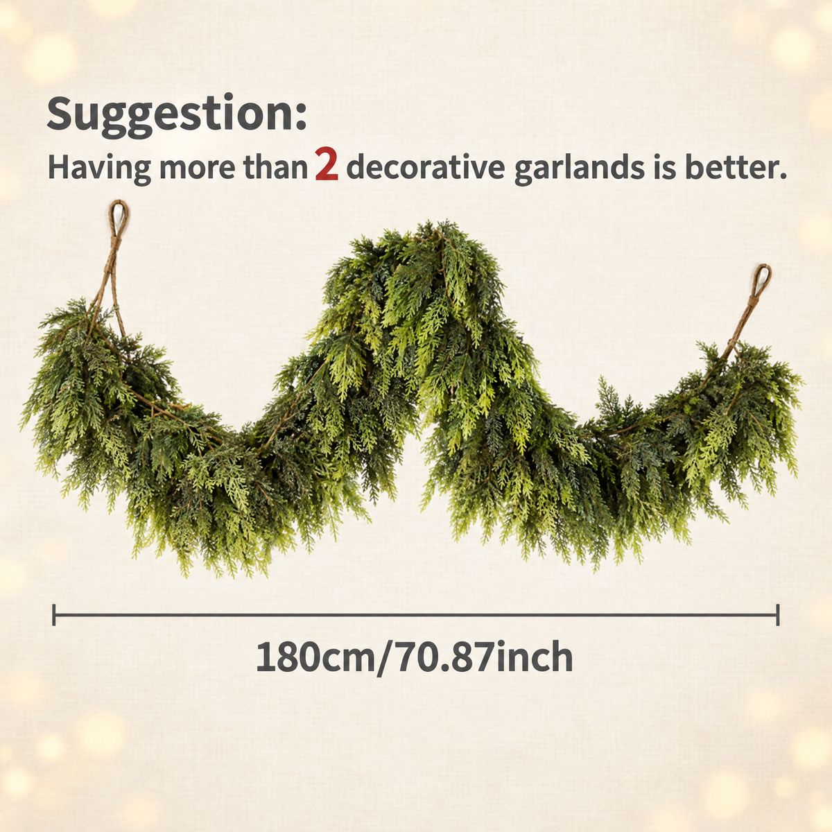 Garland size guide: 180 cm / 70.87 in long